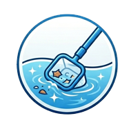 Pool-Servicespng - Reign Pool Services - Reign Pool Services Circular icon of a blue scoop net dipping into water to catch sea creatures, enclosed by a blue ring.